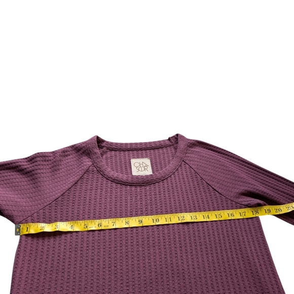 Chaser Long Sleeve Waffle Thermal Casual Layer Womens S Basket Weave Top Plum - Picture 11 of 12